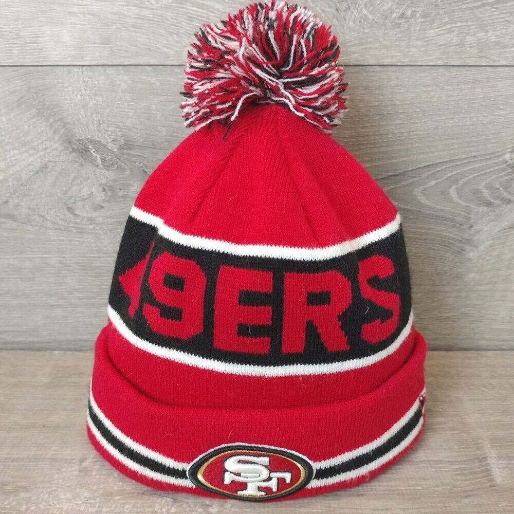 San Francisco 49ers New Era Winter Hat Pom Beanie Knit Authentic Logo Wool Blend